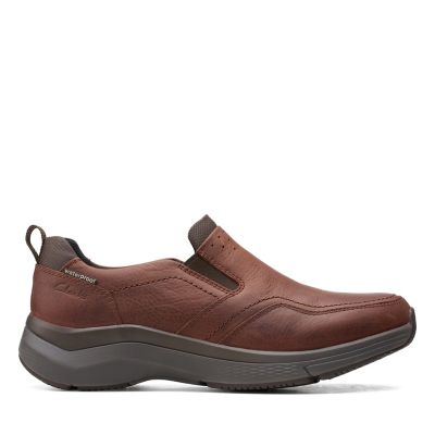 clarks brown slip on shoes