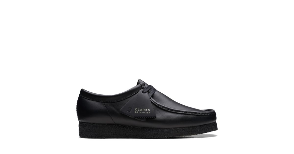 dialog Creed Føderale Wallabee Black Leather Lace-up Shoes | Clarks