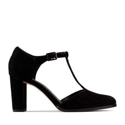 clarks black suede court shoes
