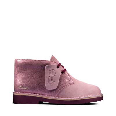 pink clarks desert boots
