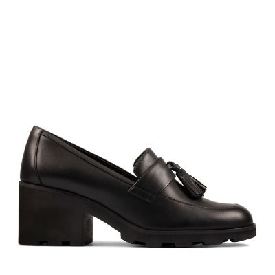 clarks heeled loafers