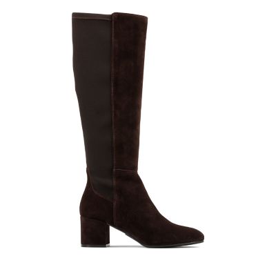 clarks brown boots knee high
