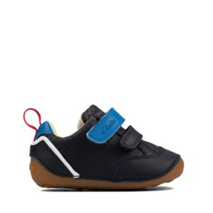 Baby Boys Clarks First Walker/Crawler Shoes Tiny Tom Navy Leather Infant 2-3F 