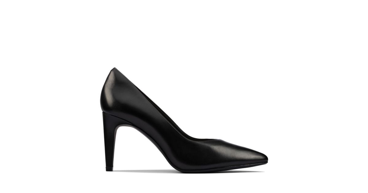 clarks ladies black court shoes