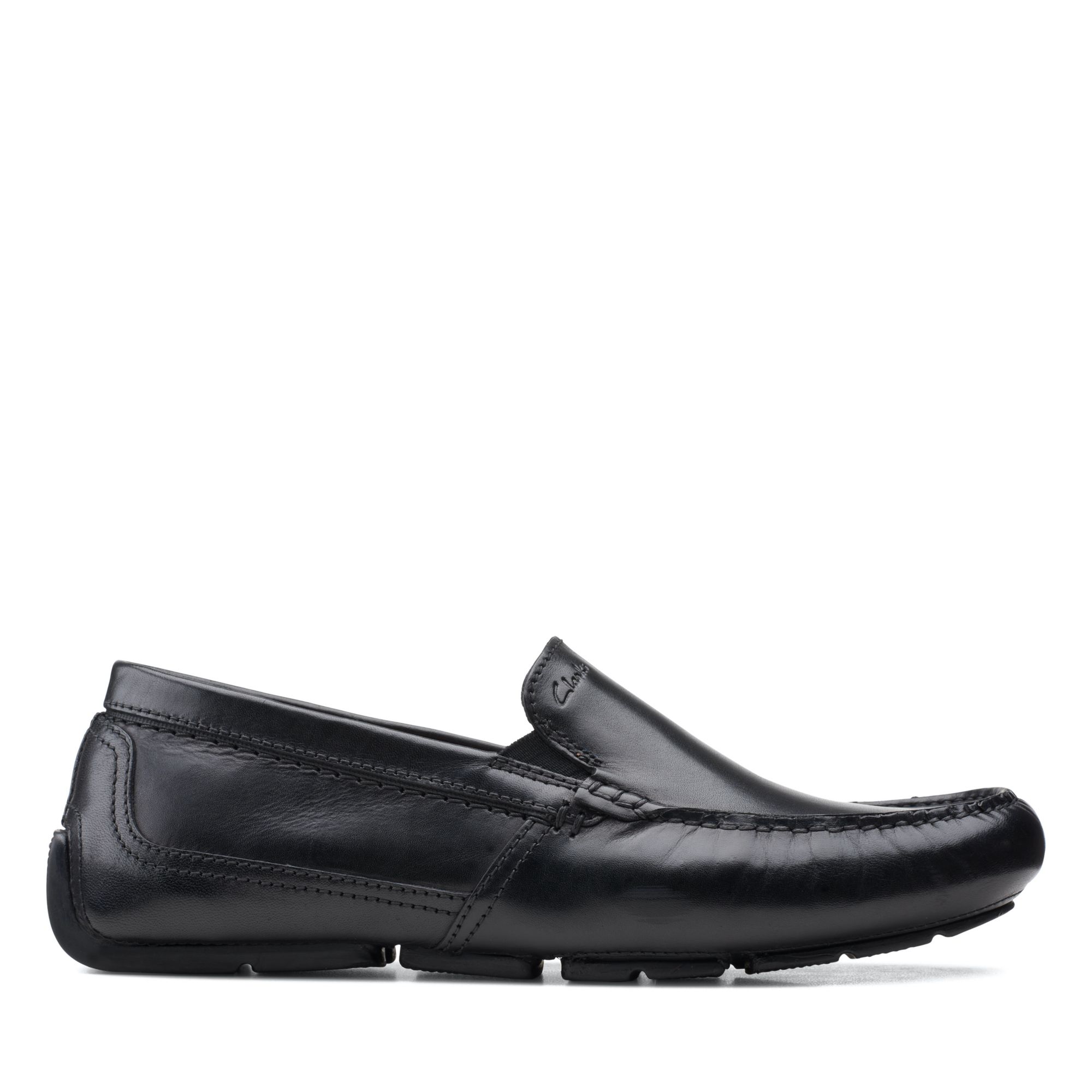 Clarks Markman Mens Leather Slip On Oxfords In Black