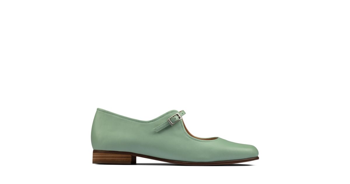 clarks pure flat mint leather