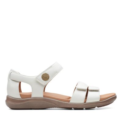 clarks white leather sandals