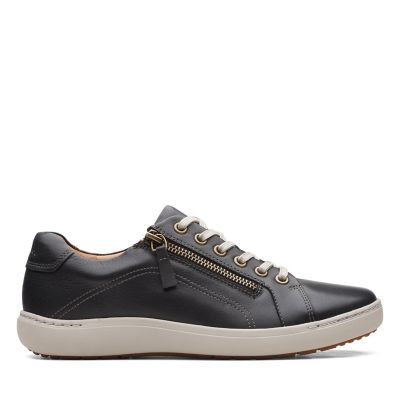Women's Nalle Lace Black Leather Trainers | Clarks