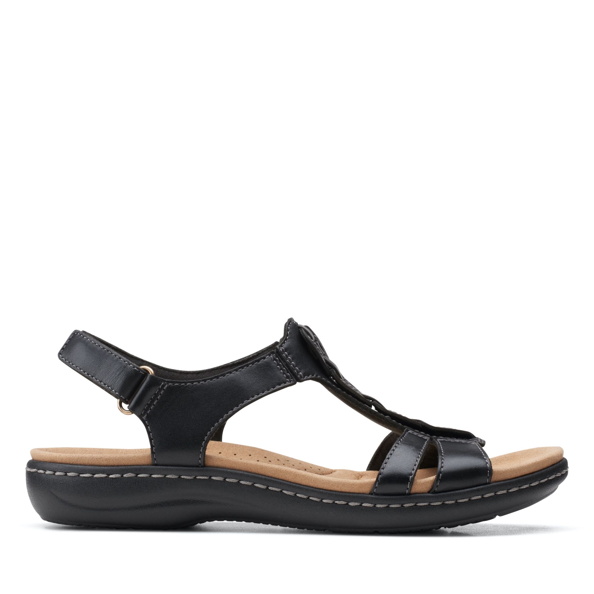 Clarks Laurieann Kay Womens Faux Leather A Flat Sandals In Black