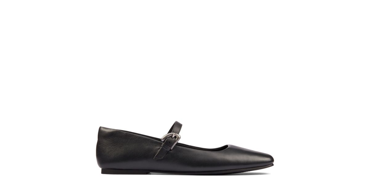 Pure T bar Black Leather | Clarks