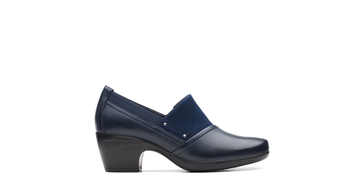 Emily Step Navy Leather- Womens Casual- Clarks® Shoes Official Site ...