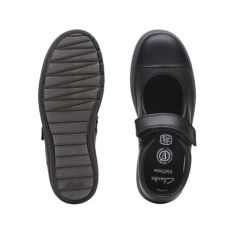 Clarks Flare Shine Toddler Leather Shoes in Black