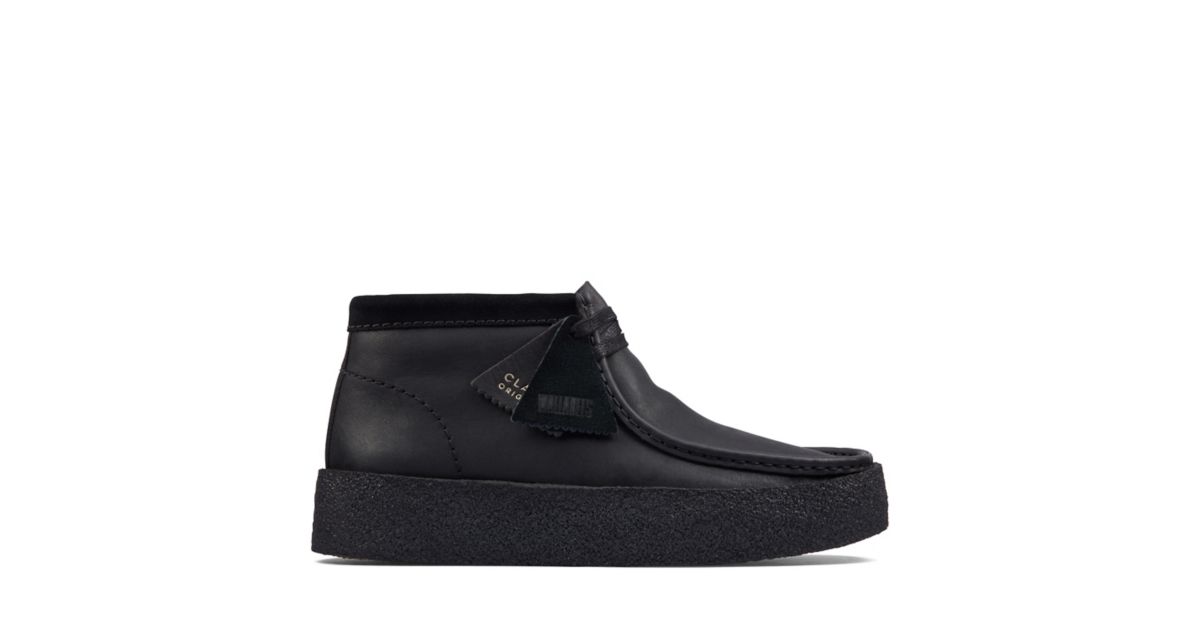 Men's Wallabee Cup Bt Black Leather Boots | Clarks