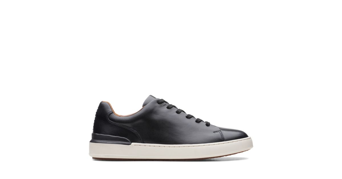 Men's Court Lite Lace Black Leather Sneaker | Clarks