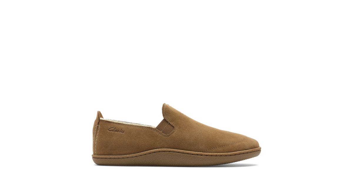 Men's Home Mocc Tan Suede Slippers | Clarks