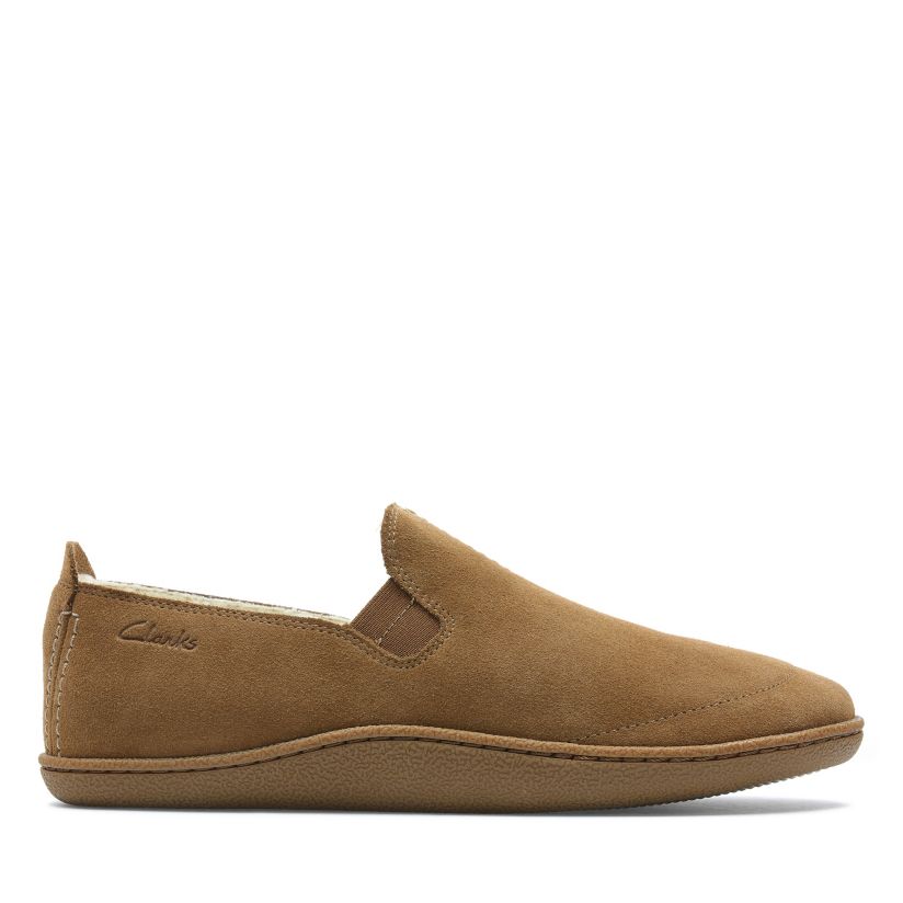 Men's Home Tan Suede Slippers |
