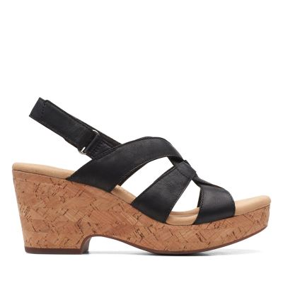 clarks black suede wedge sandals