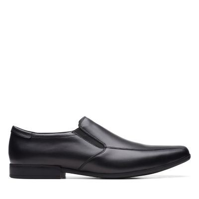 black leather slip on shoes