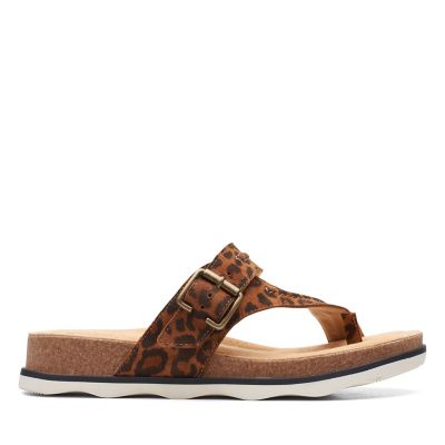 clarks leopard sandals for women