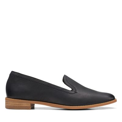 black leather loafers womens clarks