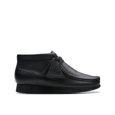 Boys Wallabee Older Black Leather Boots | Clarks