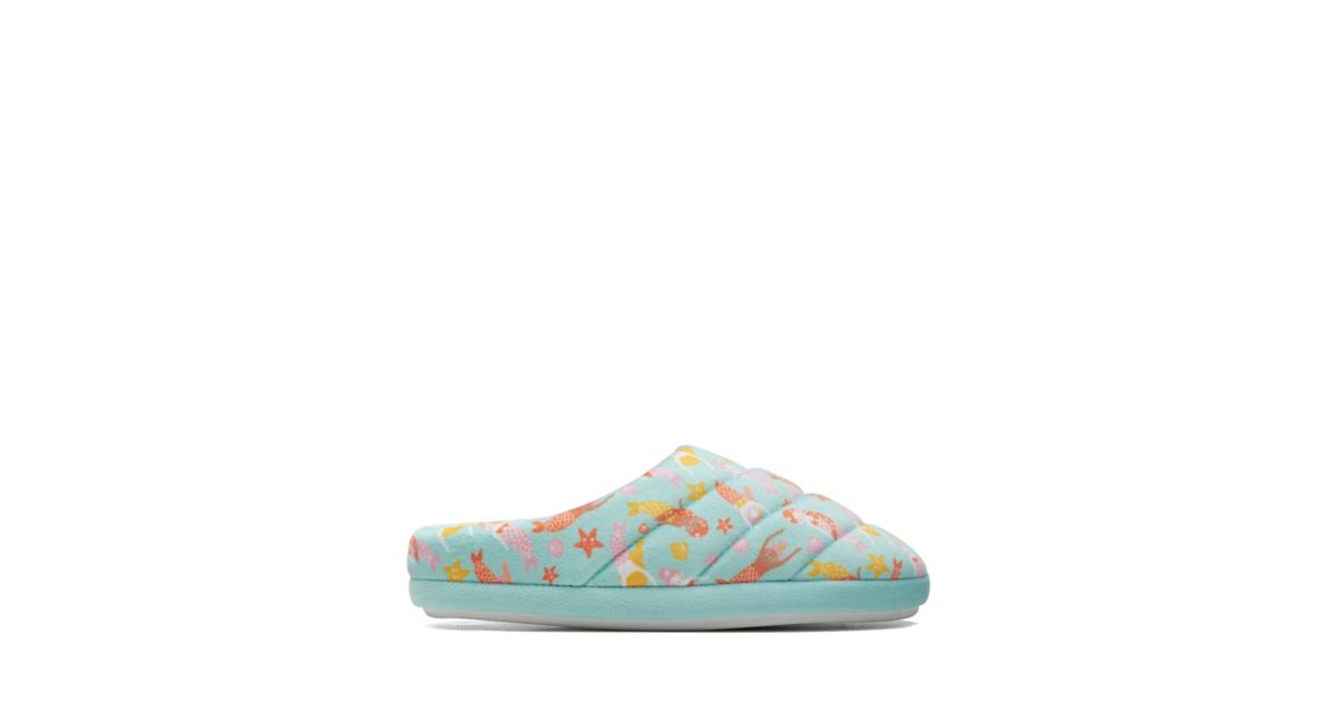 Girls Fluffy Slide Kid Blue Slipon Sandals Clarks