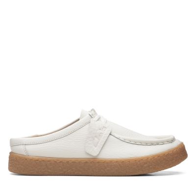 clarks white leather mules