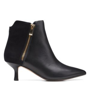 Ladies Clarks Arista Flirt Black Leather Smart Zip Up Shoe Boots 