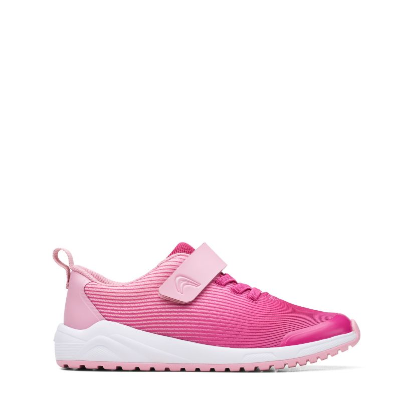 Clarks Aeon Pace Kid Textile Trainers in Pink 