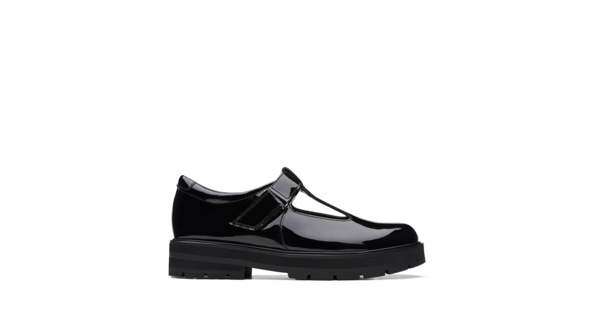 Girls Prague Brill Youth Black Patent Shoes | Clarks