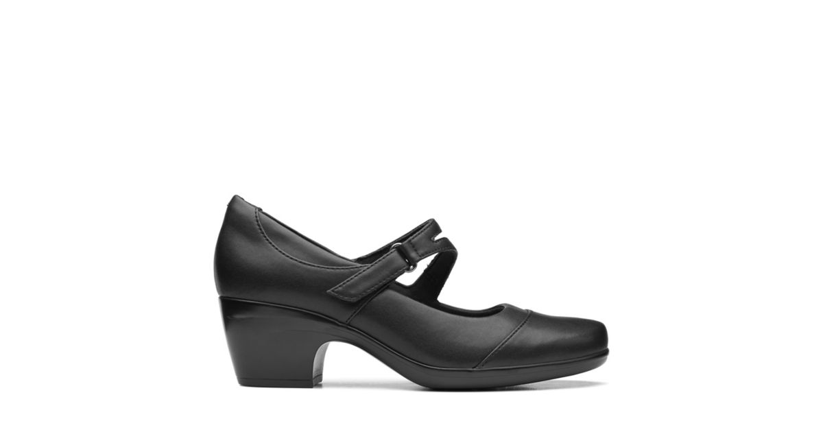 Women's Emily Clover Black Leather Shoes | Clarks
