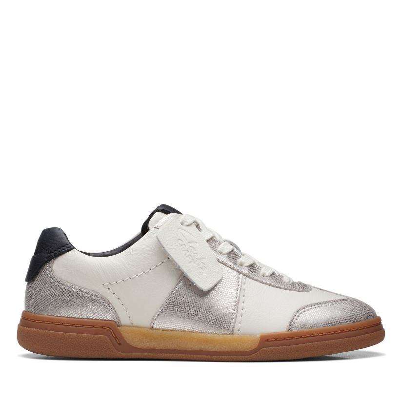 Lo White/Silver Leather Clarks® Shoes Official | Clarks