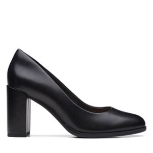 Women's Heels - Black Court T Bar Shoes |