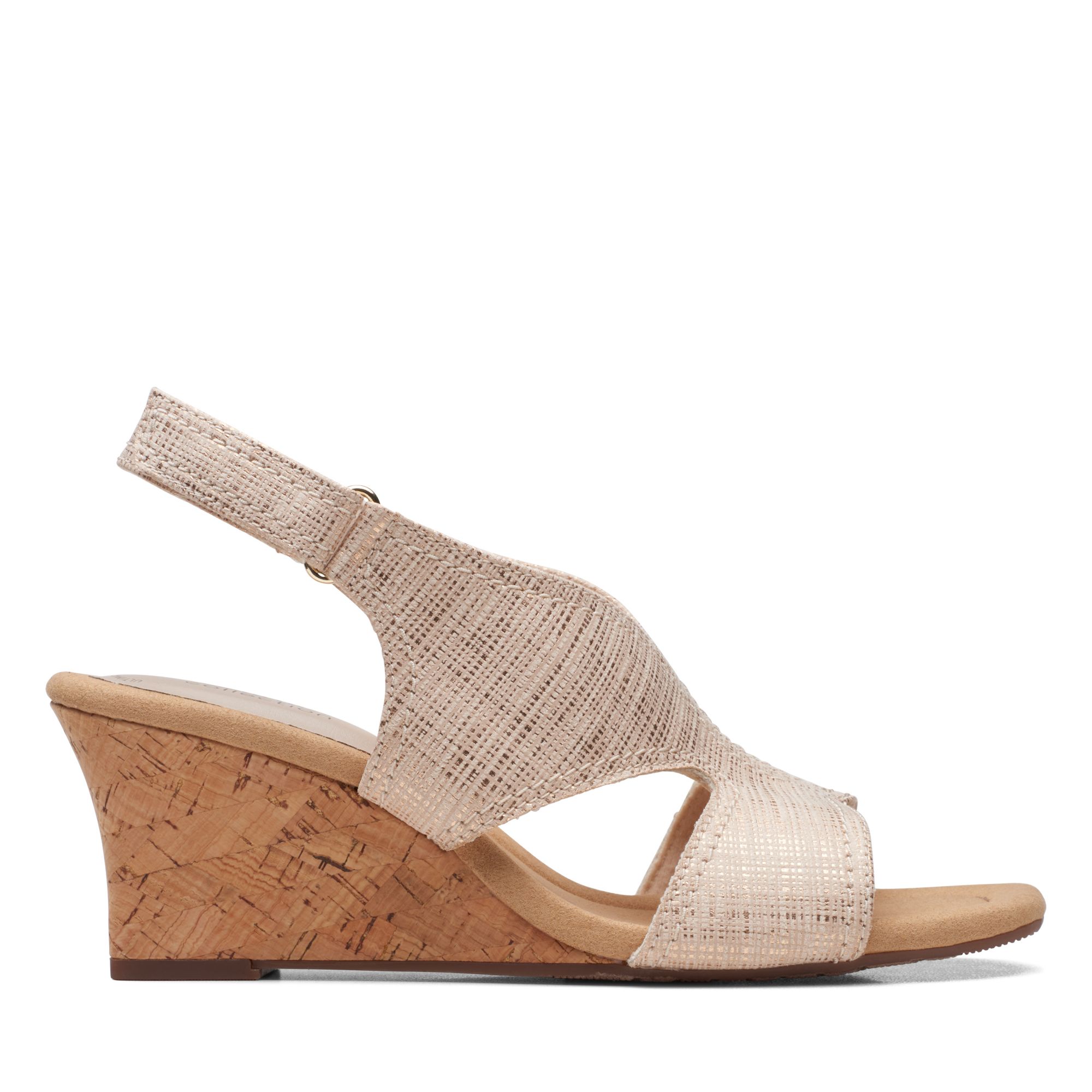 Clarks tan wedge discount sandals