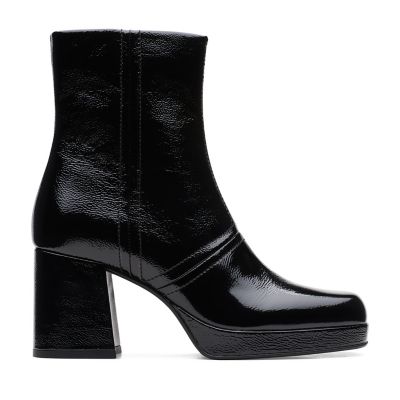 Women's Pique Zip Black Patent Ankle Boots | Clarks