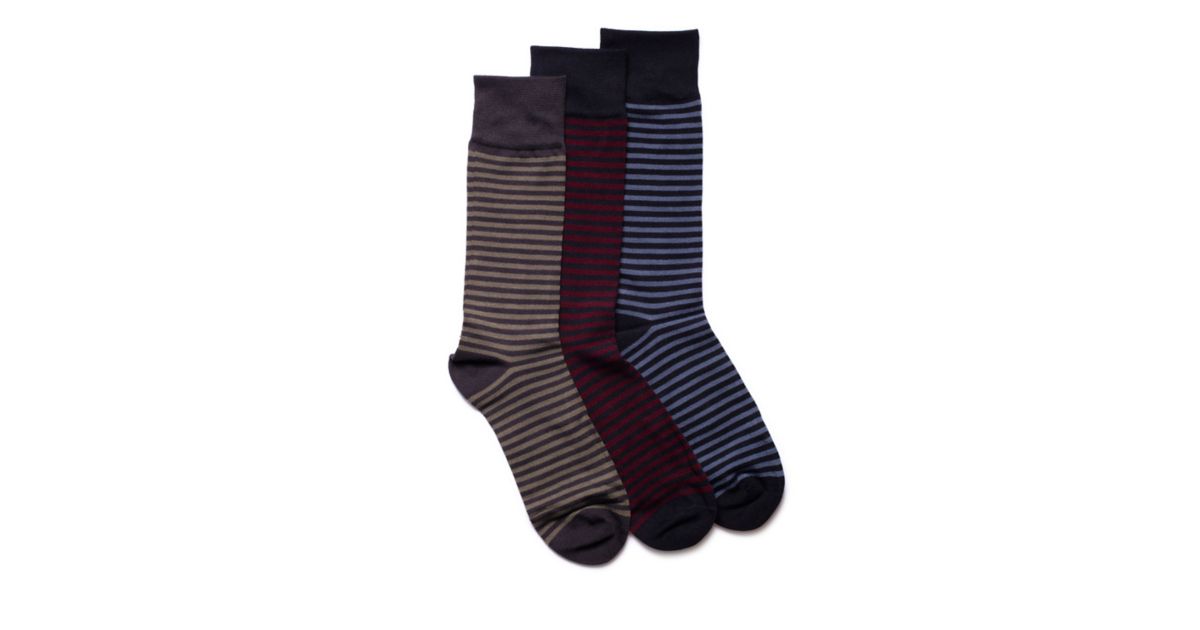 Mens Stripe Socks 3 Pack Multicolour Clarks