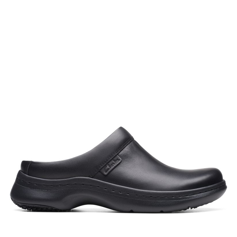 Pro Clog Black Leather Clarks® Shoes Site | Clarks