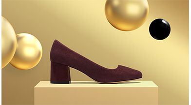 Click here to shop Women's Sheer Rose heel in burgundy color