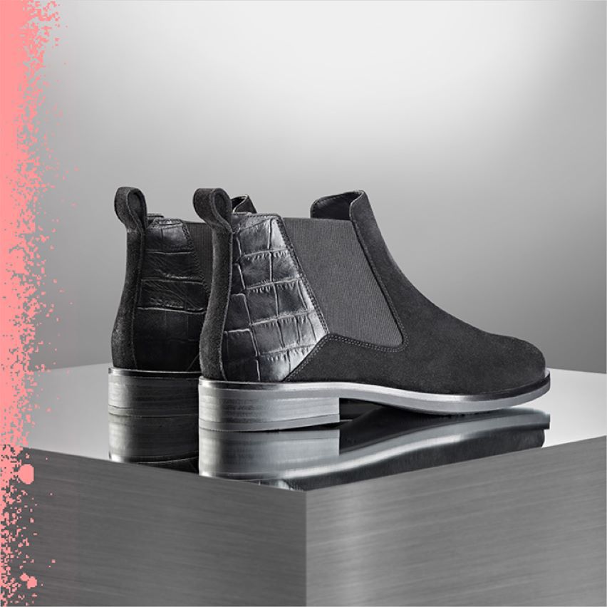 Shop womens boots- memi top black croc combi
