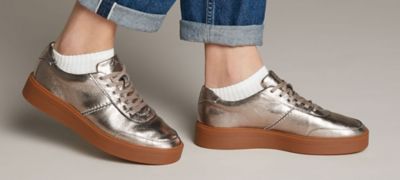 clarks gold trainers
