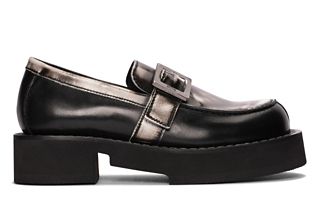 Shop Clarks GCDS Black White Leather Loafer