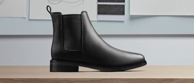 clarks flat black boots