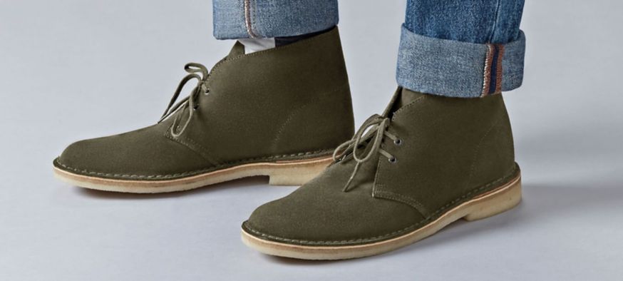 Green for Men Clarks Leather Desert Boot Ankle Boots in Olive Mens Shoes Boots Chukka boots and desert boots 