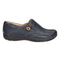 clarks un loop navy leather