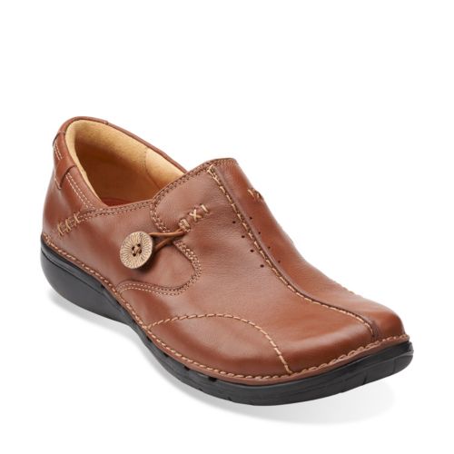 Un.Loop Dark Tan Leather - Womens Narrow Width Shoes - Clarks® Shoes ...