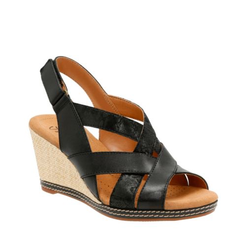 clarks black sandals wide fit