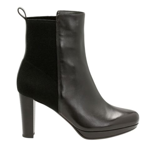 clarks kendra aviva black leather ankle boot with heel