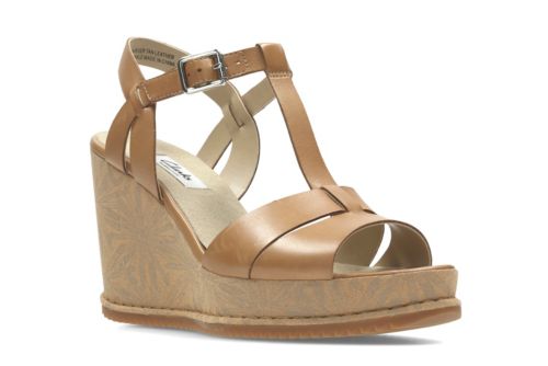 Adesha River Tan Leather - Womens Wedge Sandals - Clarks® Shoes ...