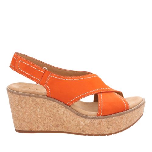 Aisley Tulip Orange Nubuck - Womens Wedge Sandals - Clarks® Shoes ...