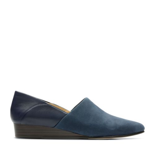 clarks ladies navy flat shoes